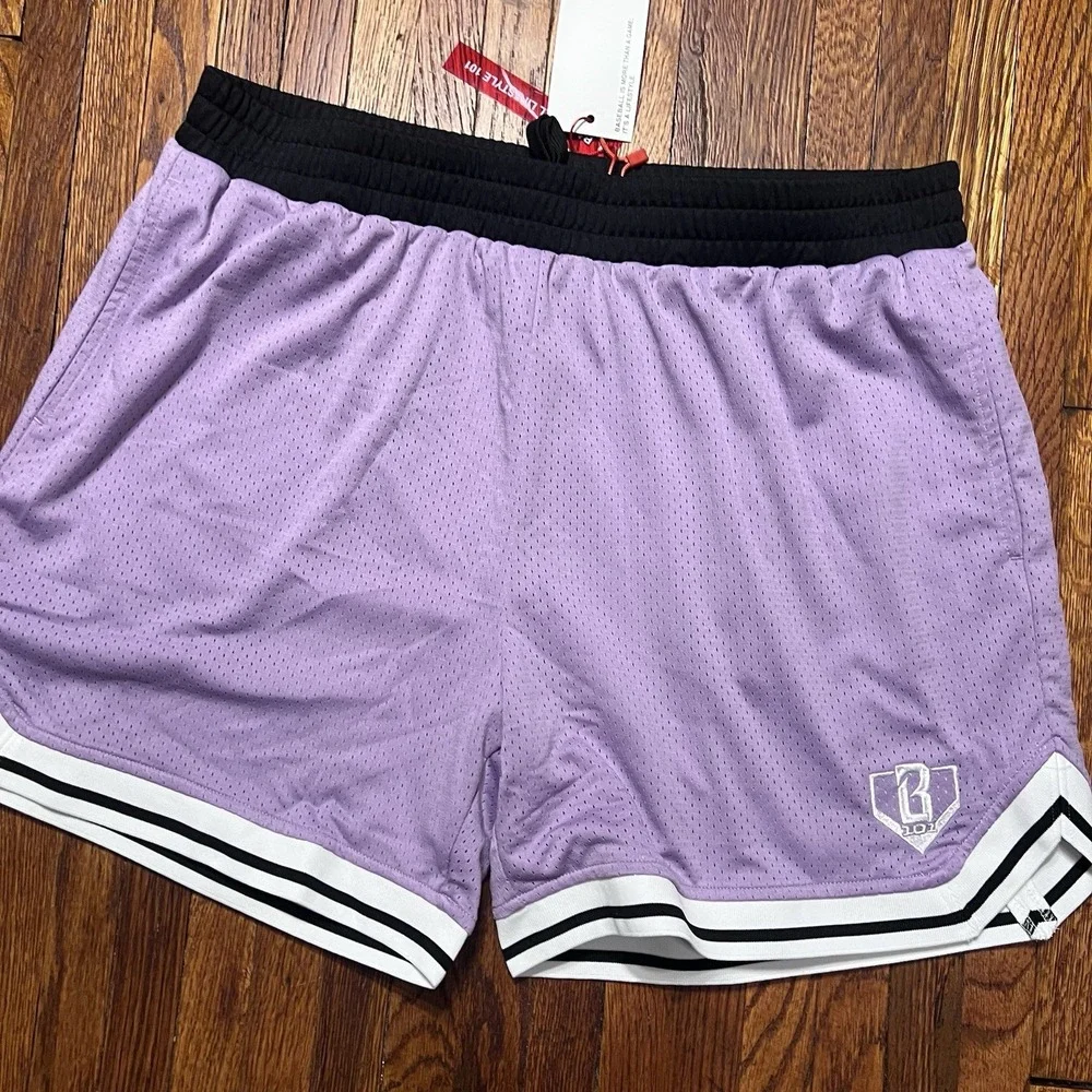 Baseball Lifestyle BL101 Men's Shorts Size XL Purple Athletic Drawstring New